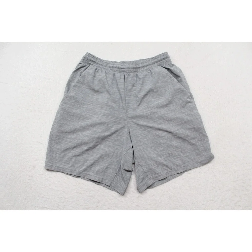 Lululemon Yoga Gym Shorts Gray Performance‎ Wicking Stretch Mens Small x 7